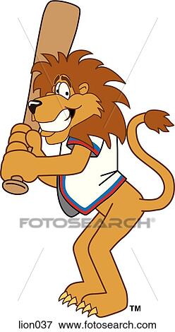 Stock Illustration - Lion playing Baseball. Fotosearch