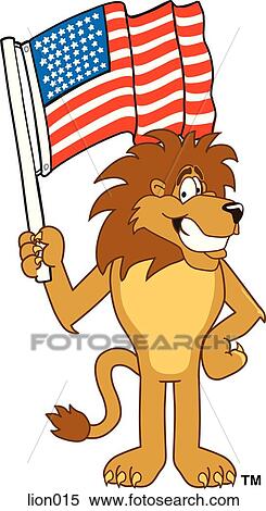 Stock Illustration - Lion With American Flag. Fotosearch