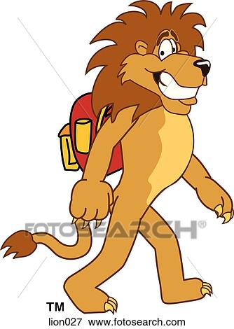 Lion with Backpack View Large Illustration Stock Illustration - Lion with Backpack. Fotosearch