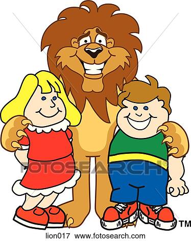 Stock Illustration - Lion with Children. Fotosearch