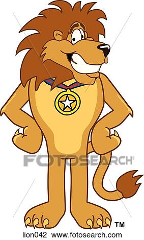 Lion With Medal View Large Illustration Drawing - Lion With Medal. Fotosearch
