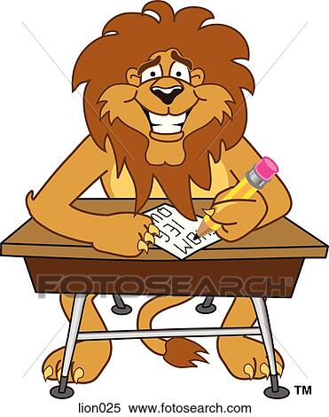 Lion Writing at Desk View Large Illustration Stock Illustration - Lion Writing at Desk. Fotosearch