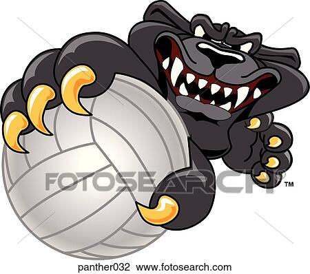 Panther holding Volleyball with angry face View Large Illustration Drawing - Panther holding Volleyball with angry face. Fotosearch