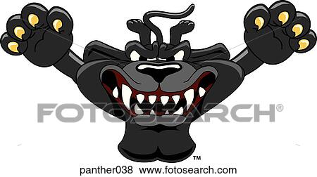 Stock Illustration - Panther jumping with angry face. Fotosearch