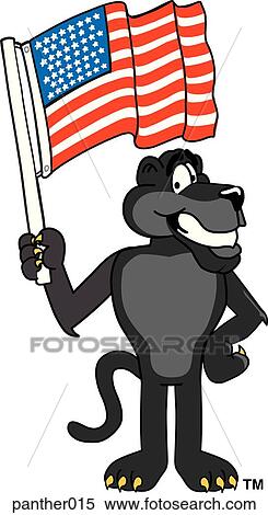 Stock Illustration - Panther With American Flag. Fotosearch