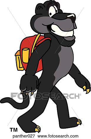 Panther with Backpack View Large Illustration Stock Illustration - Panther with Backpack. Fotosearch