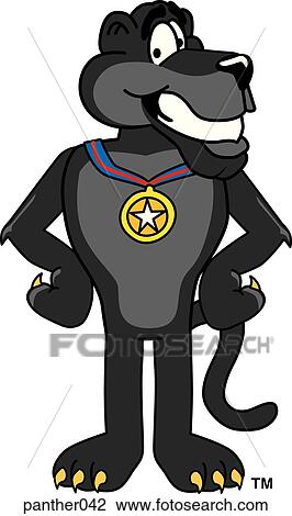 Panther With Medal View Large Illustration Drawing - Panther With Medal. Fotosearch