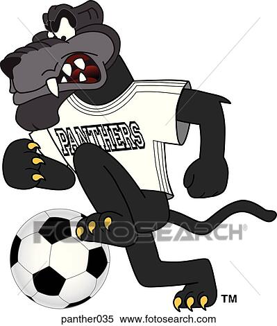 Stock Illustration of Panther playing Soccer with angry face panther035 ...