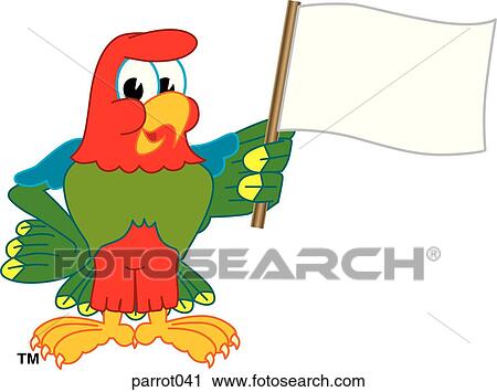 Clip Art - Parrot holding Flag. Fotosearch