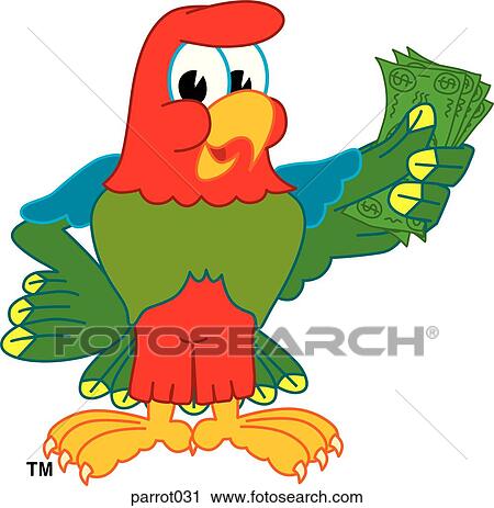 Clip Art - Parrot holding Money. Fotosearch