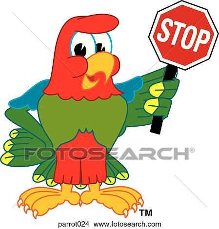 Stock Illustration - Parrot Holding Stop Sign. Fotosearch