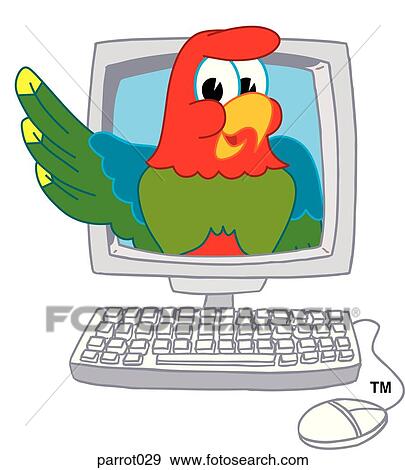Stock Illustration - Parrot in Computer. Fotosearch