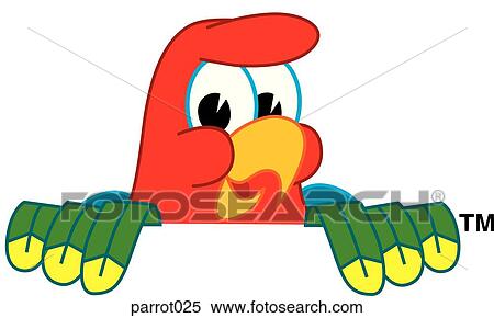 Stock Illustration - Parrot Peeking Over. Fotosearch