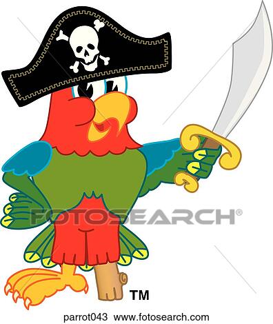 Parrot Pirate View Large Illustration Drawing - Parrot Pirate. Fotosearch