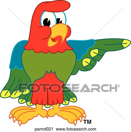 Parrot Pointing to the Side View Large Illustration Clip Art - Parrot Pointing to the Side. Fotosearch