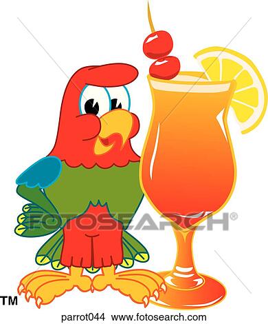 Parrot Standing With Tropical Drink View Large Illustration Stock Illustration - Parrot Standing With Tropical Drink. Fotosearch