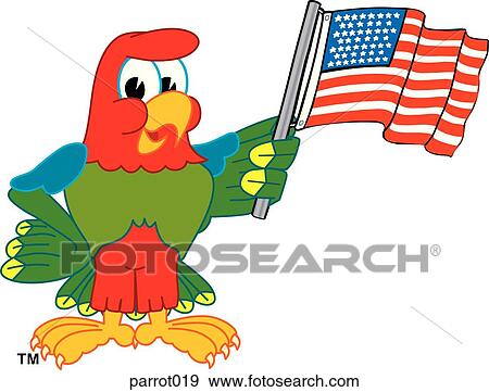 Parrot With American Flag View Large Illustration Stock Illustration - Parrot With American Flag. Fotosearch