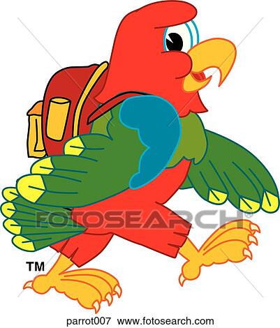 Stock Illustration - Parrot with Backpack. Fotosearch