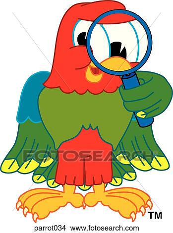 Parrot with Magnifying Glass View Large Illustration Stock Illustration - Parrot with Magnifying Glass. Fotosearch