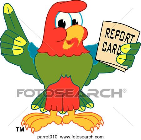 Clipart - Parrot with Report Card. Fotosearch