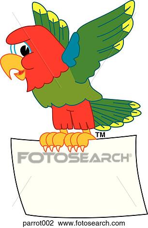 Drawing - Parrot with Sign. Fotosearch