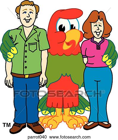 Clipart - Parrot with teachers. Fotosearch