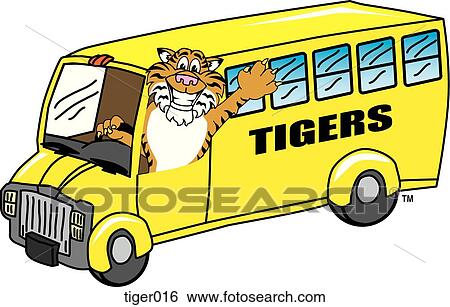 Tiger driving School Bus View Large Illustration Stock Illustration - Tiger driving School Bus. Fotosearch