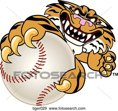 Tiger holding Baseball with angry face View Large Illustration Stock Illustration - Tiger holding Baseball with angry face. Fotosearch