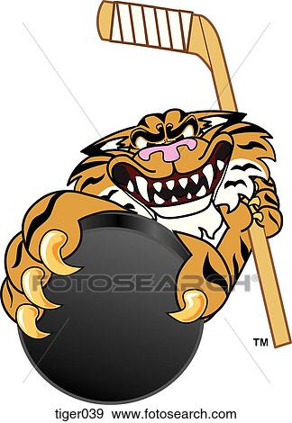 Tiger holding Hockey Puck View Large Illustration Stock Illustration - Tiger holding Hockey Puck. Fotosearch