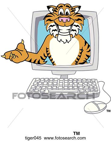 Stock Illustration - Tiger in Computer. Fotosearch