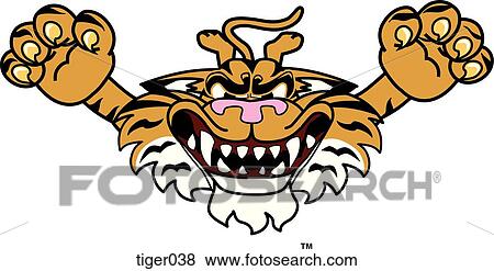 Tiger jumping with angry face View Large Illustration Stock Illustration - Tiger jumping with angry face. Fotosearch