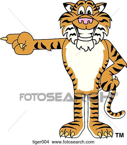 Tiger Pointing to the Side View Large Illustration Stock Illustration - Tiger Pointing to the Side. Fotosearch