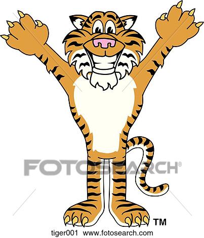 Tiger Standing View Large Illustration Clip Art - Tiger Standing. Fotosearch