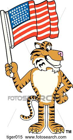 Stock Illustration - Tiger With American Flag. Fotosearch
