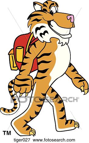 Stock Illustration - Tiger with Backpack. Fotosearch
