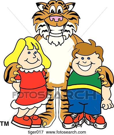 Stock Illustration - Tiger with Children. Fotosearch