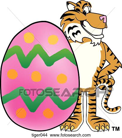 Stock Illustration - Tiger With Easter Egg. Fotosearch