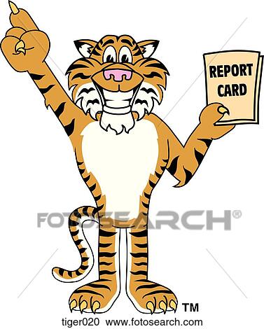Clipart - Tiger with Report Card. Fotosearch