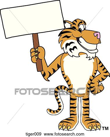 Stock Illustration - Tiger with Sign. Fotosearch