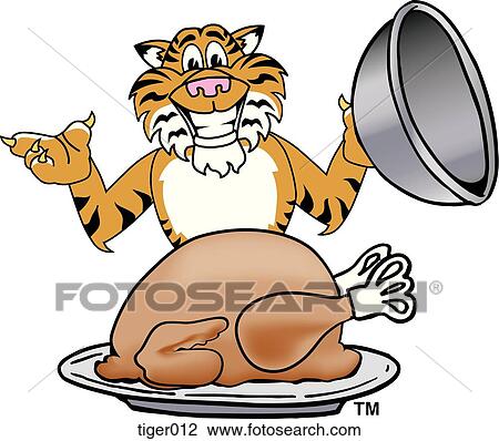 Tiger With Thanksgiving Turkey View Large Illustration Drawing - Tiger With Thanksgiving Turkey. Fotosearch