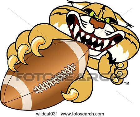Wildcat holding Football with angry face View Large Illustration Clip Art - Wildcat holding Football with angry face. Fotosearch
