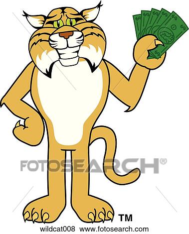 Wildcat holding Money View Large Illustration Stock Illustration - Wildcat holding Money. Fotosearch