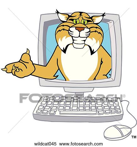 Stock Illustration - Wildcat in Computer. Fotosearch