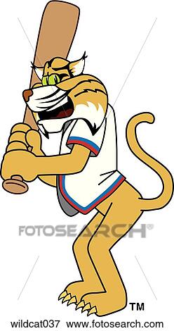 Stock Illustration - Wildcat playing Baseball. Fotosearch