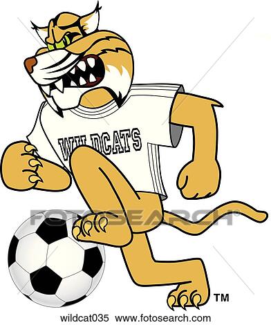 Stock Illustration - Wildcat playing Soccer with angry face. Fotosearch