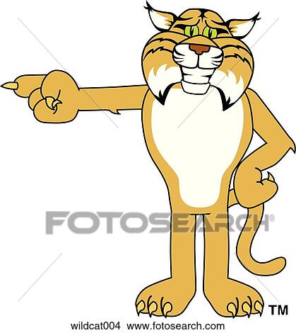 Stock Illustration - Wildcat Pointing to the Side. Fotosearch