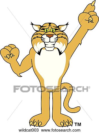 Wildcat Pointing Up View Large Illustration Drawing - Wildcat Pointing Up. Fotosearch