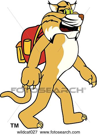 Stock Illustration - Wildcat with Backpack. Fotosearch