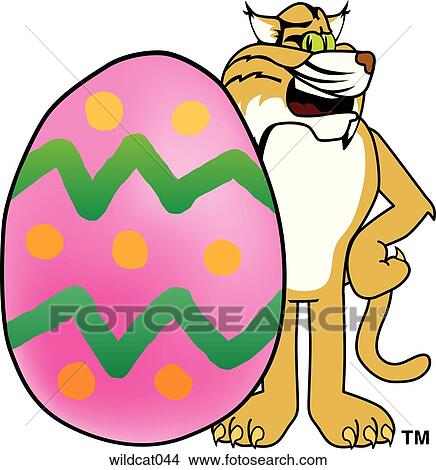 Stock Illustration - Wildcat With Easter Egg. Fotosearch