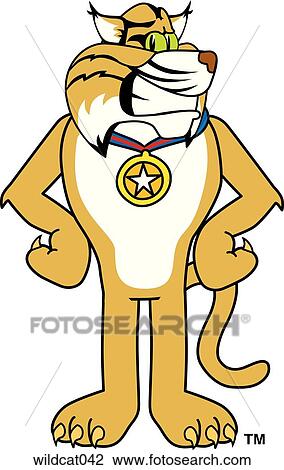 Wildcat With Medal View Large Illustration Drawing - Wildcat With Medal. Fotosearch
